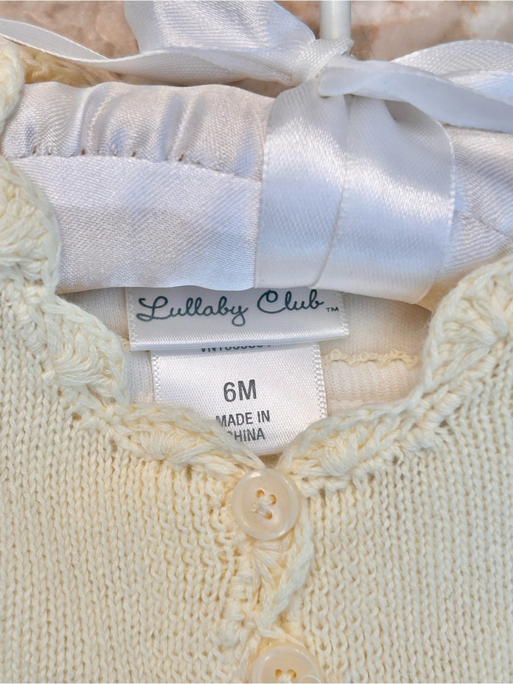 Lullaby Club Yellow Knit Cardi and Floral One-Piece for Baby Girl 6 mo - Picture 4 of 8